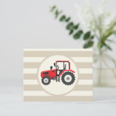 Rood Boerderij tractor op Tan Stripes Briefkaart (Staand voorkant)