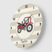 Rood Boerderij tractor op Tan Stripes Grote Klok (Hoek)