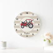 Rood Boerderij tractor op Tan Stripes Grote Klok (Huis)
