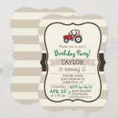 Rood Boerderij tractor op Tan Stripes Kaart (Voorkant / Achterkant)