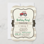 Rood Boerderij tractor op Tan Stripes Kaart (Voorkant)