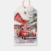 rood Boerderij truck rode schuur Cadeaulabel (Voorkant)