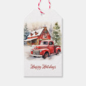  rood Boerderij truck rode schuur Cadeaulabel (Voorkant)