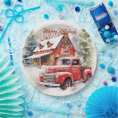  rood Boerderij truck rode schuur Papieren Bordje (Feest)