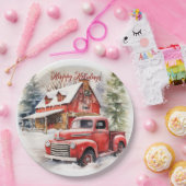  rood Boerderij truck rode schuur Papieren Bordje (Feest)