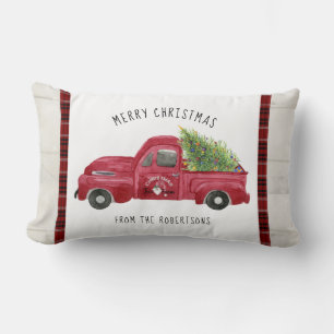Rood Boerderij Truck Rustic Wood Merry kerstboom Kussen