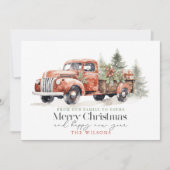 rood Boerderij Vrachtwagen Kerstboom Feestdagenkaart (Voorkant)