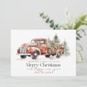 rood Boerderij Vrachtwagen Kerstboom Feestdagenkaart (Staand voorkant)