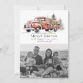  rood Boerderij Vrachtwagen Kerstboom Foto Feestdagenkaart (Voorkant)