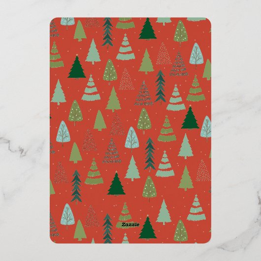  rood Boerderij Vrachtwagen Kerstboom Foto Folie Feestdagenkaart (Achterkant)