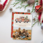  rood Boerderij Vrachtwagen Kerstboom Foto Folie Feestdagenkaart