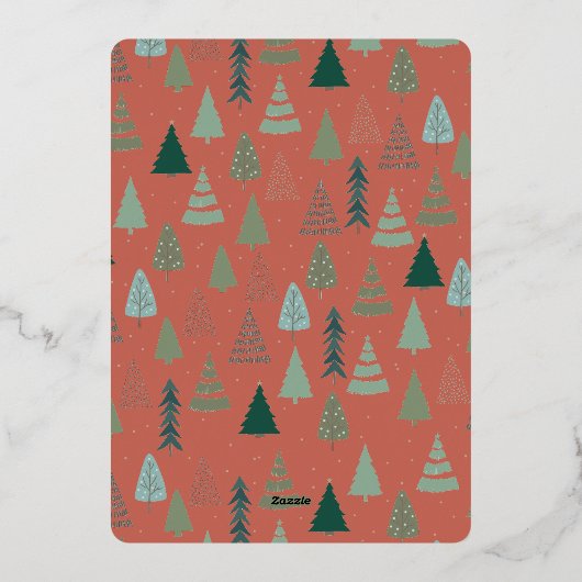  Rood Boerderij Vrachtwagen Kerstboom Foto Wit Folie Feestdagenkaart (Achterkant)