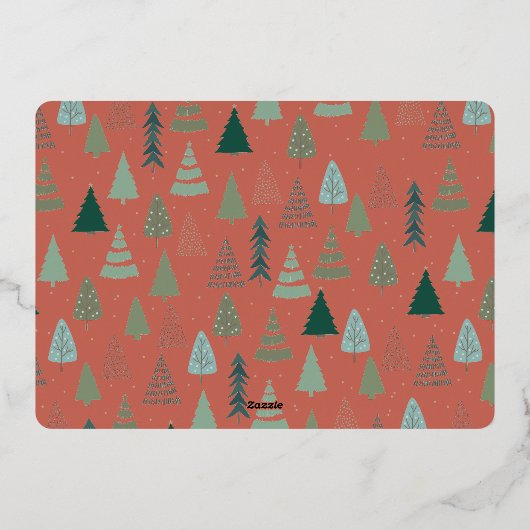  Rood Boerderij Vrachtwagen Kerstboom Wit Folie Feestdagenkaart (Achterkant)