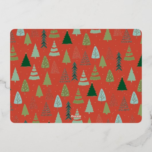  rood Boerderij vrachtwagen kerstboomhonden Folie Feestdagenkaart (Achterkant)