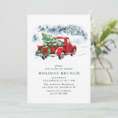  rood Boerderij Vrachtwagen Kerstfeestdag BRUNCH Kaart (Staand voorkant)