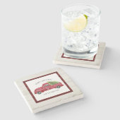 Rood Boerderij Vrachtwagen Vrolijk Kerstmis Rustie Stenen Onderzetter (Zijkant)