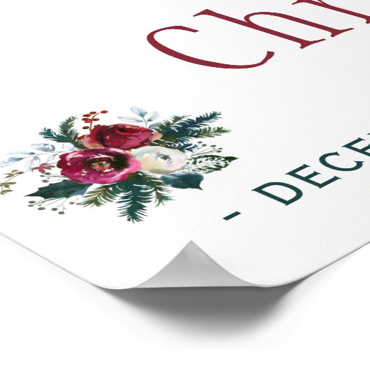 Rood bogundy bouquet winterbruiloft poster (Hoek)