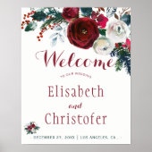 Rood bogundy bouquet winterbruiloft poster (Voorkant)