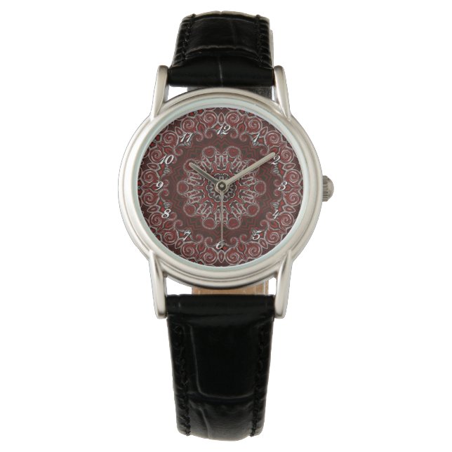  rood Bohemian Mandala polshorloge Horloge (Voorkant)
