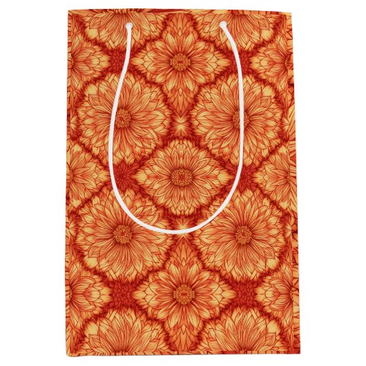 ROOD BOHO BLOEMPATROON MEDIUM CADEAUZAKJE (Voorkant)