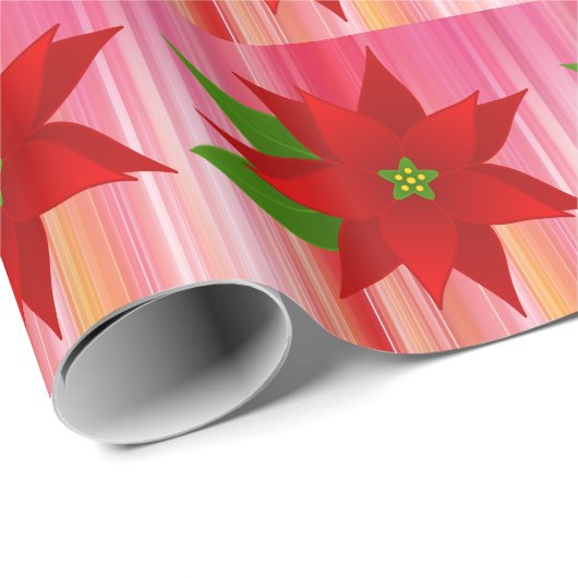 Rood bonkerompapier met Poinsettia Cadeaupapier (Rol Hoek)