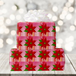 Rood bonkerompapier met Poinsettia Cadeaupapier