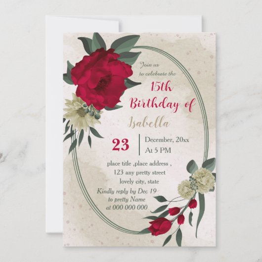 Rood bord Geel Bloemen Botanisch Geboorte Kaart (Voorkant)