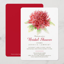 Rood bordeaux waratah bloemenvlees vrijgezellenfee kaart