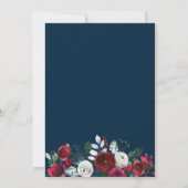 Rood bordeauxblauw winterbloemig vrijgezellenfeest kaart (Achterkant)