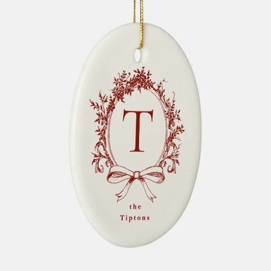  rood botanisch monogram keramisch ornament (Rechts)