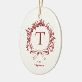 rood botanisch monogram keramisch ornament (Links)