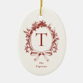 rood botanisch monogram keramisch ornament (Voorkant)