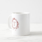 rood botanisch monogram koffiemok (Voorkant links)