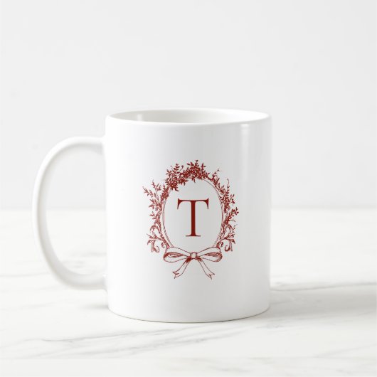rood botanisch monogram koffiemok (Links)