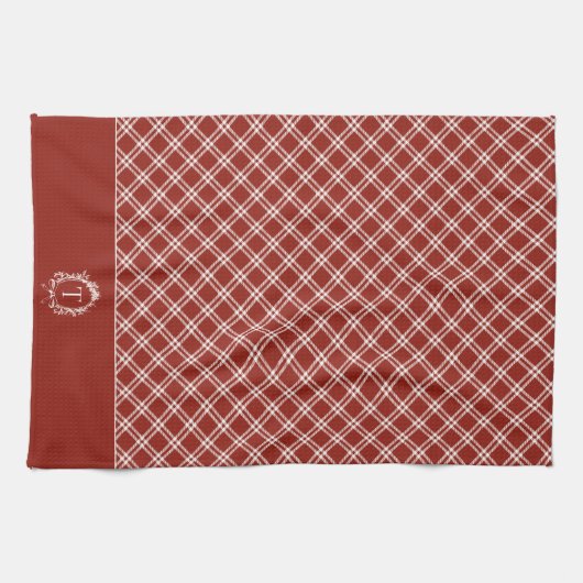 rood botanisch monogram theedoek (Horizontaal)