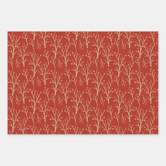 Rood botanische bessen Gift Wrap Inpakpapier Vel (Voorkant 3)