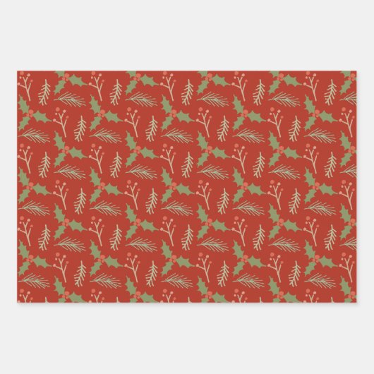 Rood botanische bessen Gift Wrap Inpakpapier Vel (Voorkant)