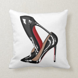 Rood Bottoms stilettos schoenen, zwarte hoge hakke Kussen