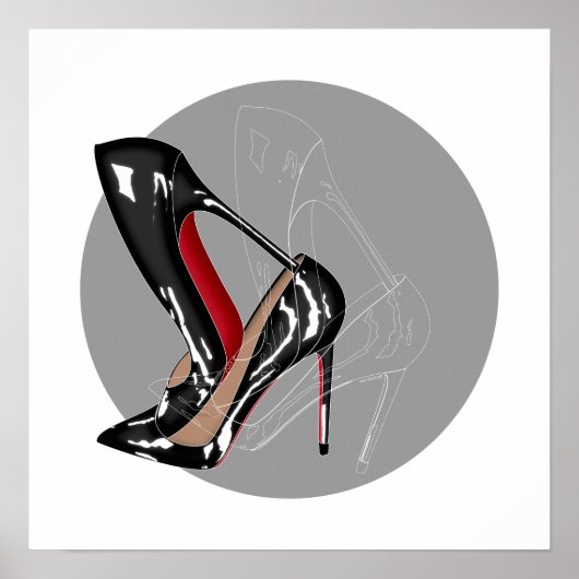 Rood Bottoms stilettos schoenen, zwarte hoge hakke Poster (Voorkant)