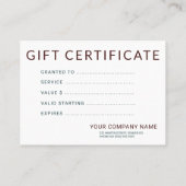 Rood Bourgondisch Groen Kerstcadeaubon Visitekaartje (Achterkant)