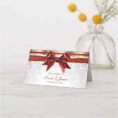 Rood Bow Gold White - kerstfeest Plaatskaartje (Voorkant)