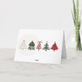 Rood: Bow & Trees Doodles Holiday Gevouwen Kaart (Achterkant)