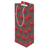 Rood Bowling Ball Patroon Wijn Cadeautas (Achterkant Gekanteld)