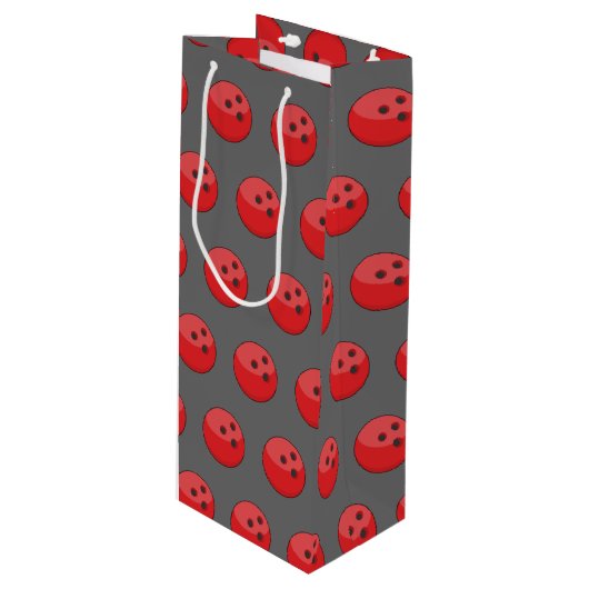 Rood Bowling Ball Patroon Wijn Cadeautas (Voorkant Gekanteld)