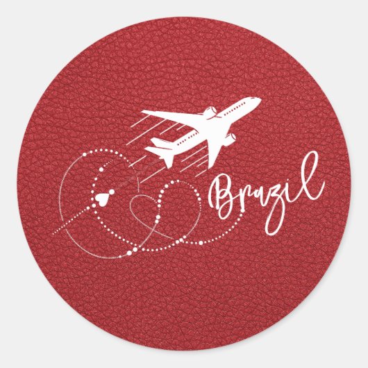 Rood Brazilië Paspoort Ronde Sticker (Voorkant)