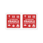 Rood breekbaar handvat met afbeeldingen van het wa etiket (Voorkant)