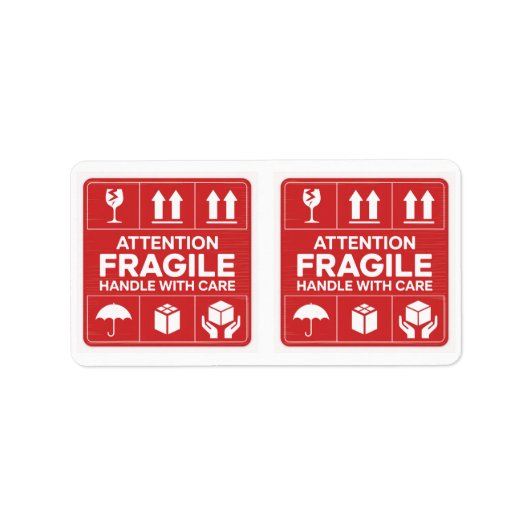 Rood breekbaar handvat met afbeeldingen van het wa etiket (Voorkant)