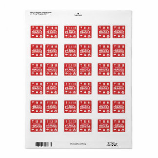 Rood breekbaar handvat met afbeeldingen van het wa etiket