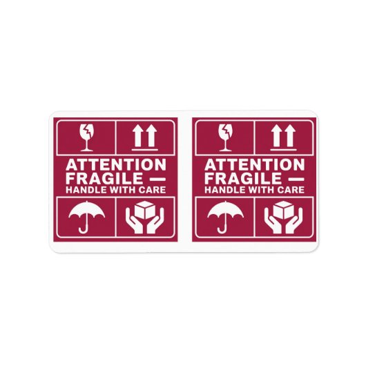 Rood breekbaar handvat met afbeeldingen voor wasla etiket (Voorkant)