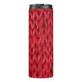 Rood breiwol textuur achtergrond. thermosbeker (Achterkant)